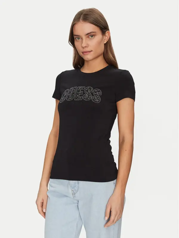 Guess Guess T-shirt W5GI04 J1314 Crna Slim Fit