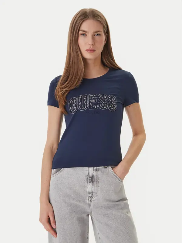 Guess Guess T-shirt W5GI04 J1314 Tamnoplava Slim Fit