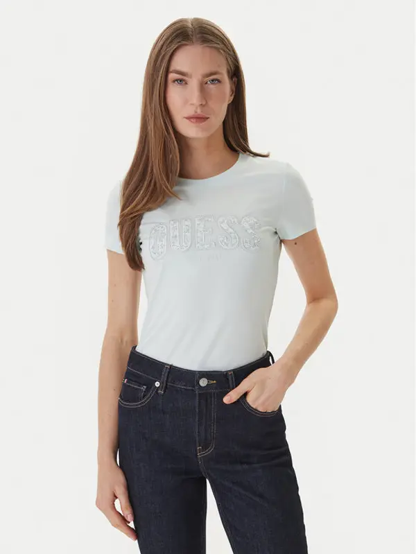Guess Guess T-shirt W5GI04 J1314 Zelena Slim Fit