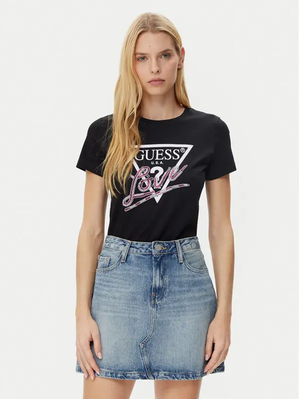 Guess Guess T-shirt W5GI05 I3Z14 Crna Regular Fit