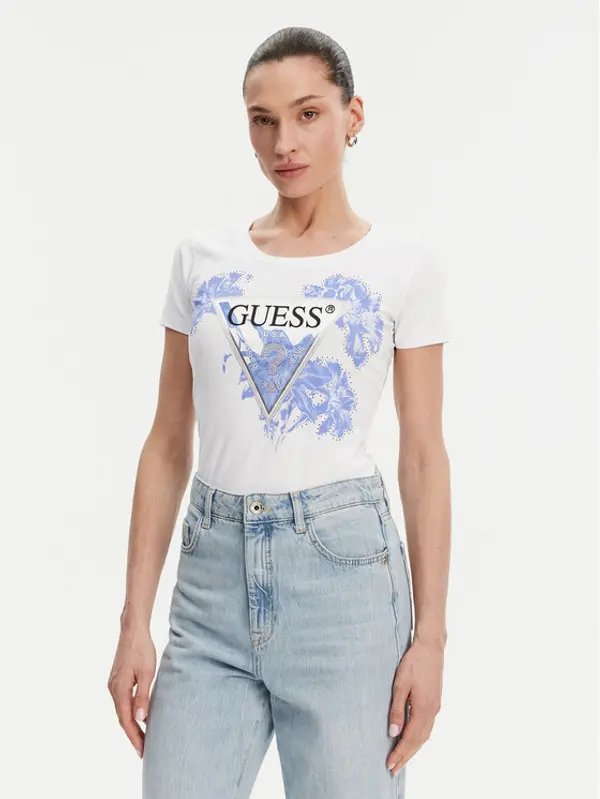 Guess Guess T-shirt W5GI08 J1314 Bijela Slim Fit