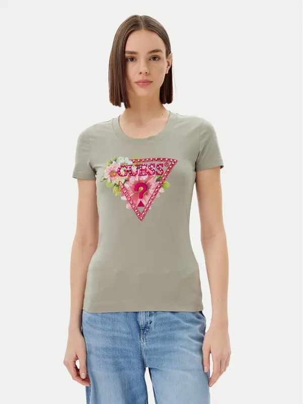 Guess Guess T-shirt W5GI10 J1314 Zelena Slim Fit