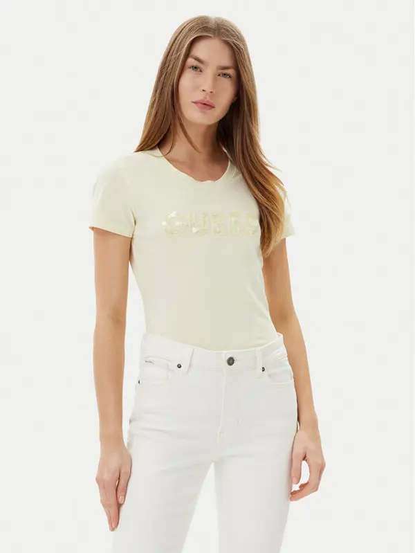Guess Guess T-shirt W5GI17 J1314 Žuta Slim Fit