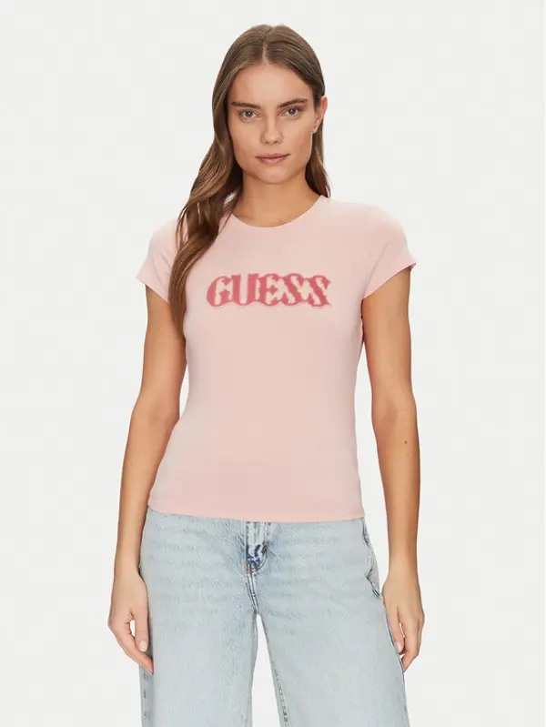 Guess Guess T-shirt W5GI42 J1314 Ružičasta Slim Fit