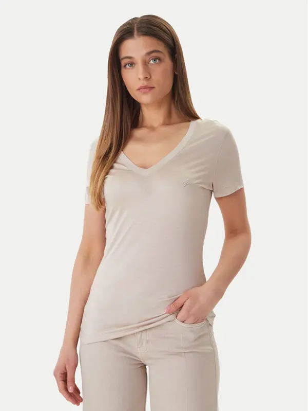 Guess Guess T-shirt W5GP31 KCSX2 Bež Classic Fit