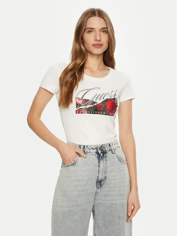 Guess Guess T-shirt W5RI03 J1314 Bijela Regular Fit