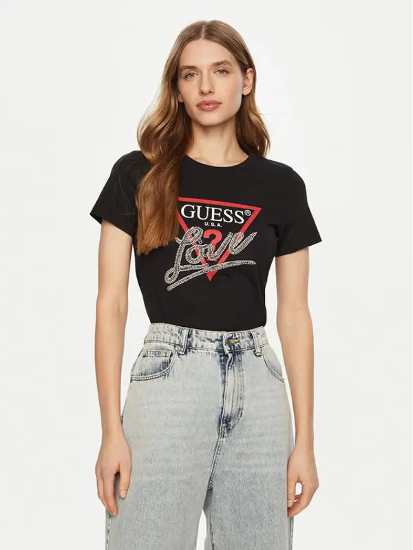 Guess Guess T-shirt W5RI10 I3Z14 Crna Regular Fit