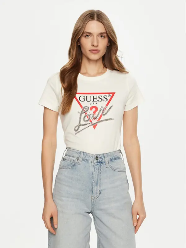 Guess Guess T-shirt W5RI10 I3Z14 Écru Regular Fit