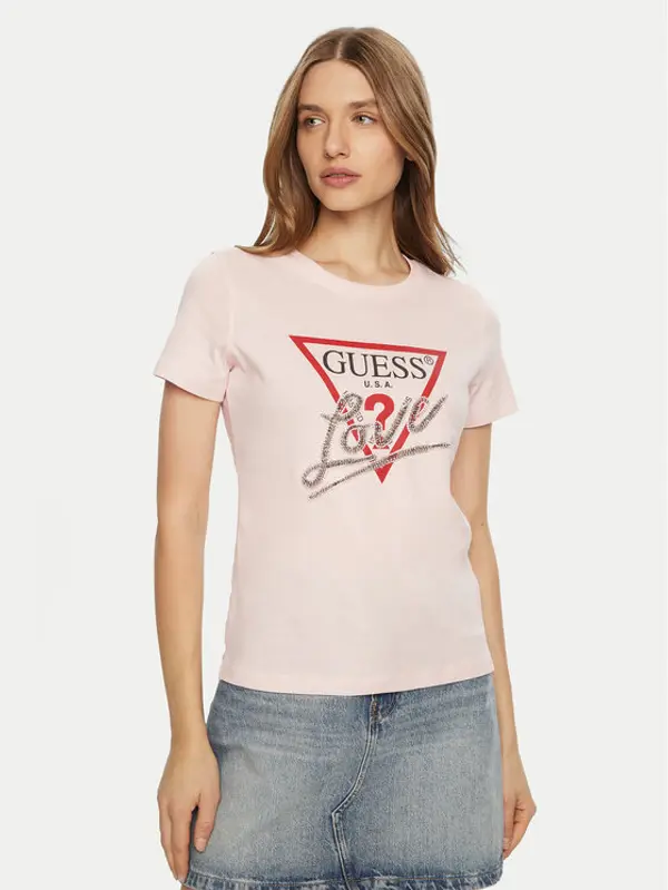 Guess Guess T-shirt W5RI10 I3Z14 Ružičasta Regular Fit