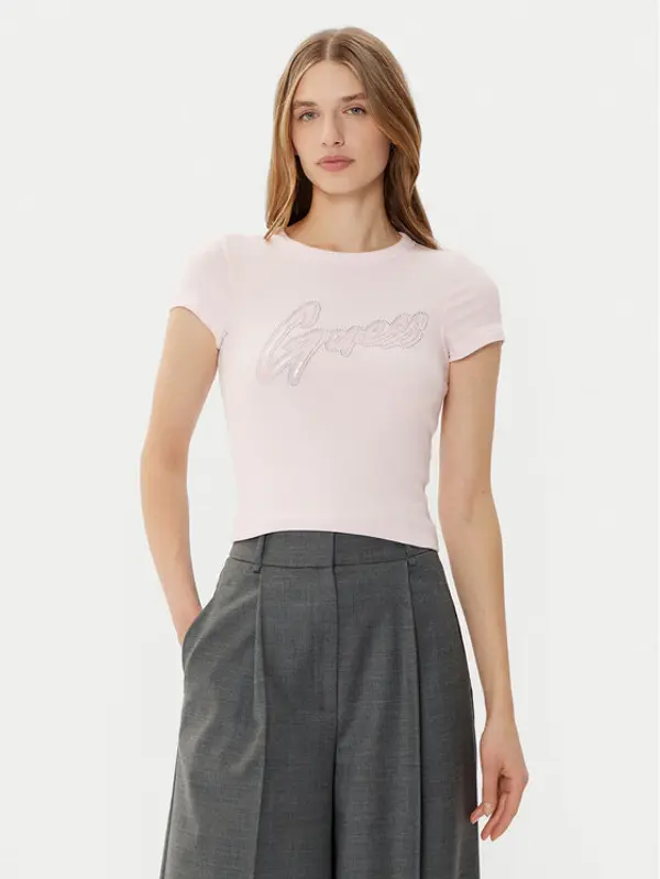 Guess Guess T-shirt W5RI68KA0H1 Ružičasta Slim Fit