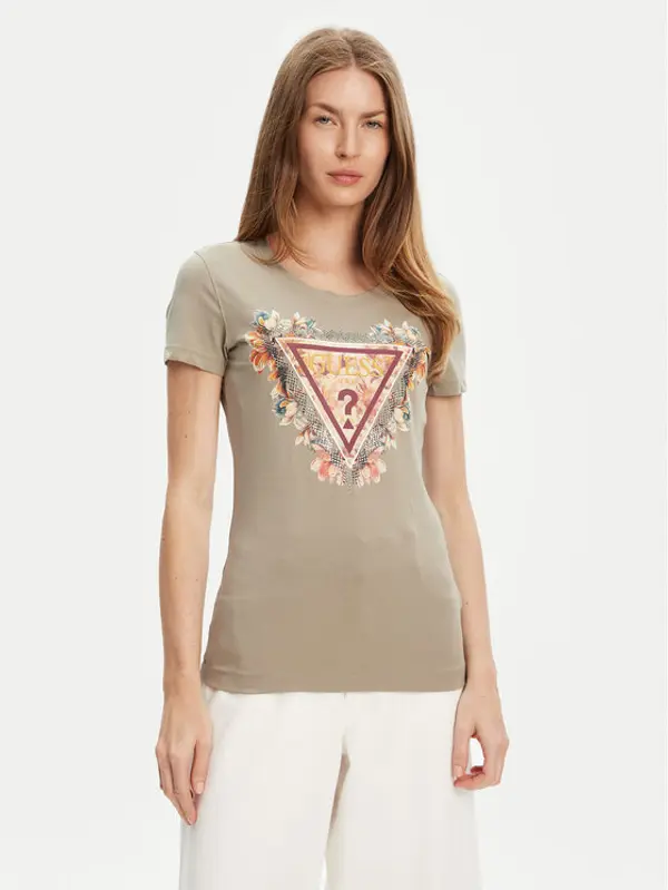 Guess Guess T-shirt W5YI08 J1314 Zelena Regular Fit
