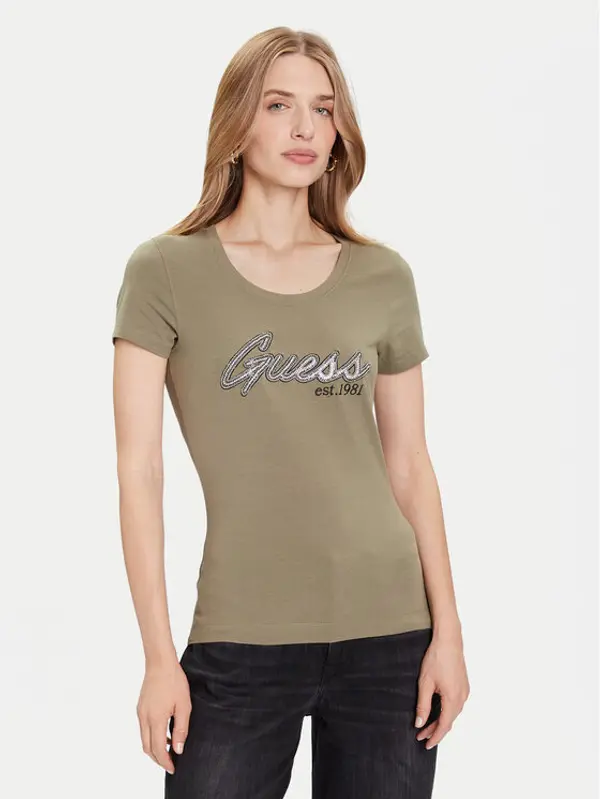 Guess Guess T-shirt W5YI16 J1314 Zelena Regular Fit
