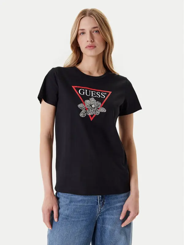 Guess Guess T-shirt W5YI38 I3Z14 Crna Regular Fit