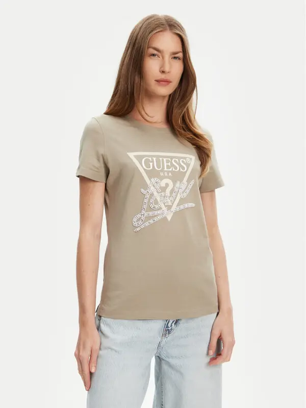 Guess Guess T-shirt W5YI40 I3Z14 Zelena Regular Fit