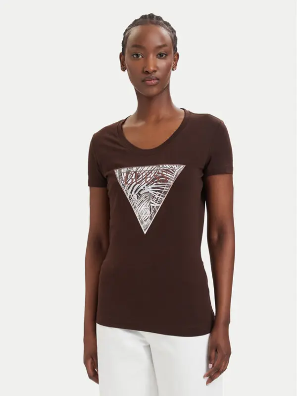 Guess Guess T-shirt W6GI19 K3042 Smeđa Regular Fit
