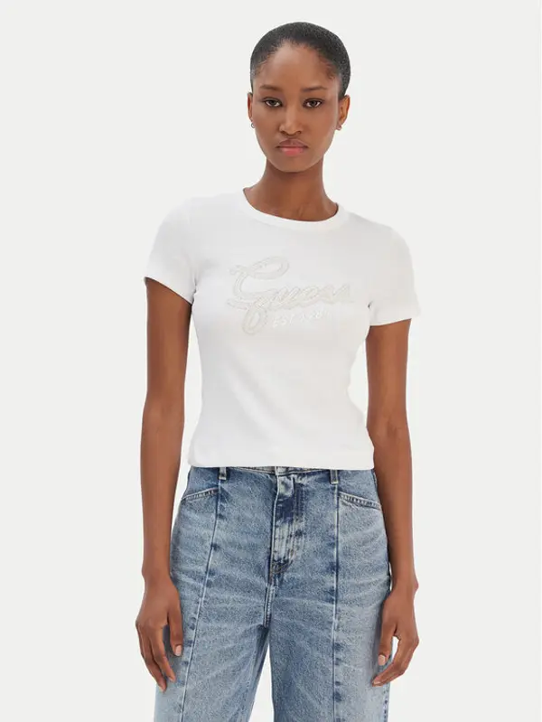 Guess Guess T-shirt W6RI22 KA0H1 Bijela Slim Fit