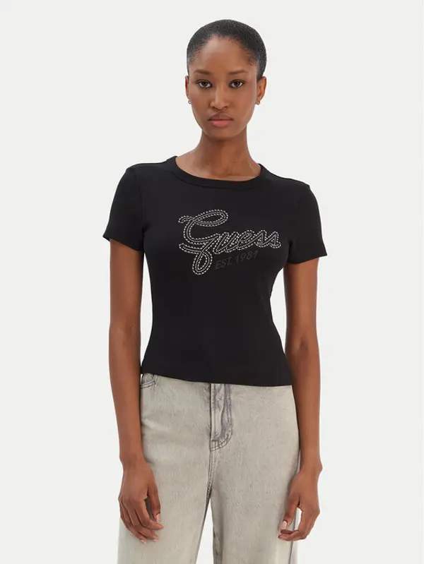 Guess Guess T-shirt W6RI22 KA0H1 Crna Slim Fit