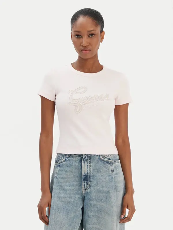 Guess Guess T-shirt W6RI22 KA0H1 Ružičasta Slim Fit