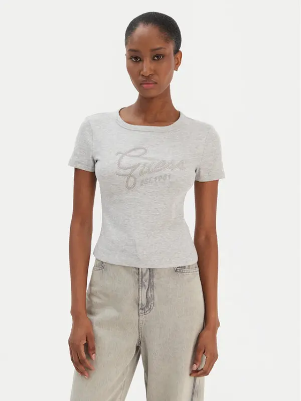 Guess Guess T-shirt W6RI22 KA0H1 Siva Slim Fit