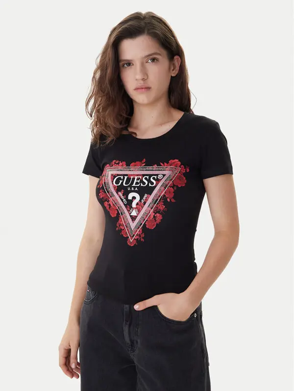 Guess Guess T-shirt W6RI23 J1314 Crna Regular Fit