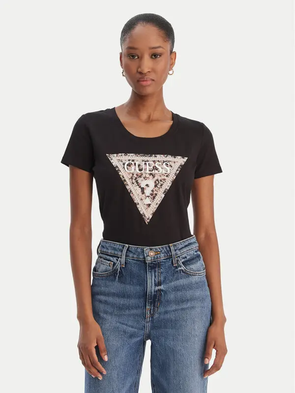 Guess Guess T-shirt W6RI32 J1314 Crna Regular Fit