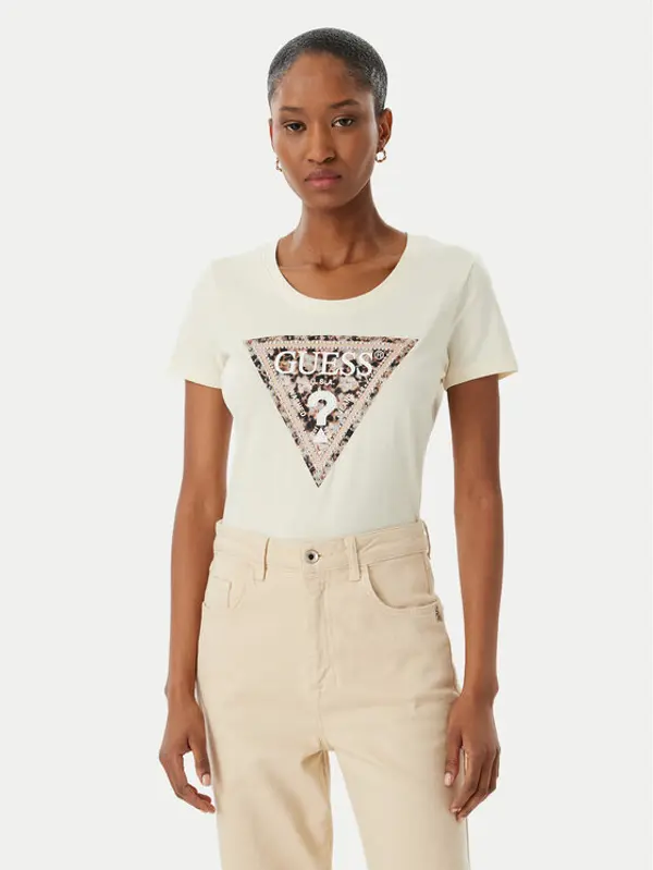 Guess Guess T-shirt W6RI32 J1314 Écru Regular Fit
