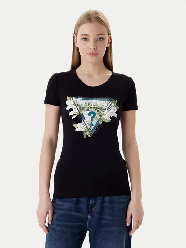 Guess Guess T-shirt W6RI35 J1314 Crna Slim Fit
