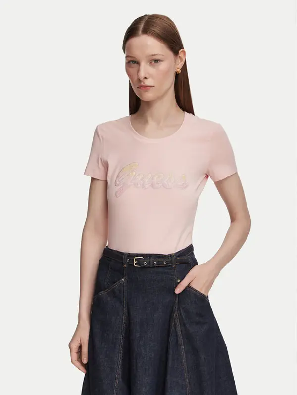 Guess Guess T-shirt W6YI56 K5028 Svijetlo roza Slim Fit