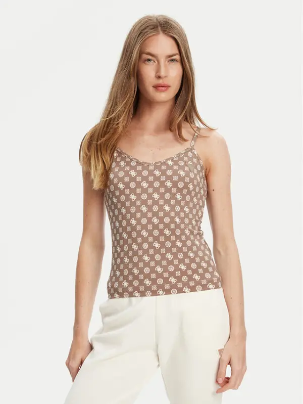 Guess Guess Top V5YP11 MC03W Smeđa Slim Fit