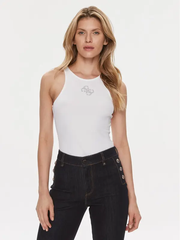 Guess Guess Top W4RP43 KAZH2 Bijela Slim Fit