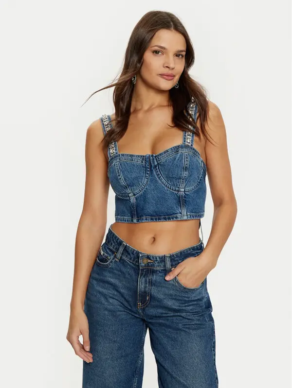 Guess Guess Top W5RH03 D5ACC Tamnoplava Slim Fit