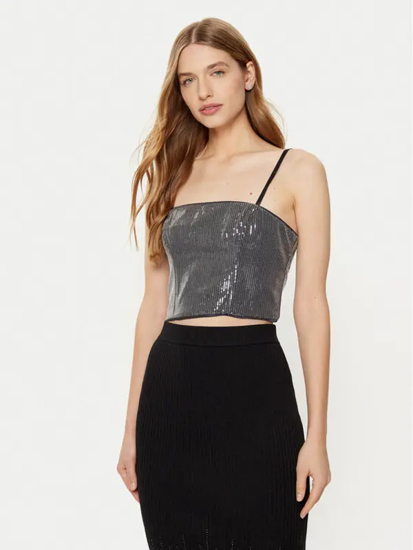 Guess Guess Top W5RH0G WGX40 Srebrna Slim Fit