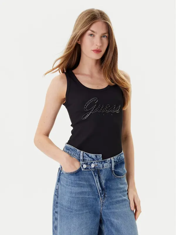 Guess Guess Top W5YP00 KCXJ2 Crna Regular Fit