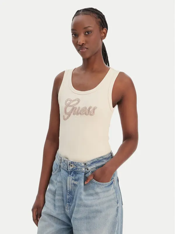 Guess Guess Top W6GP22 K2954 Bež Regular Fit