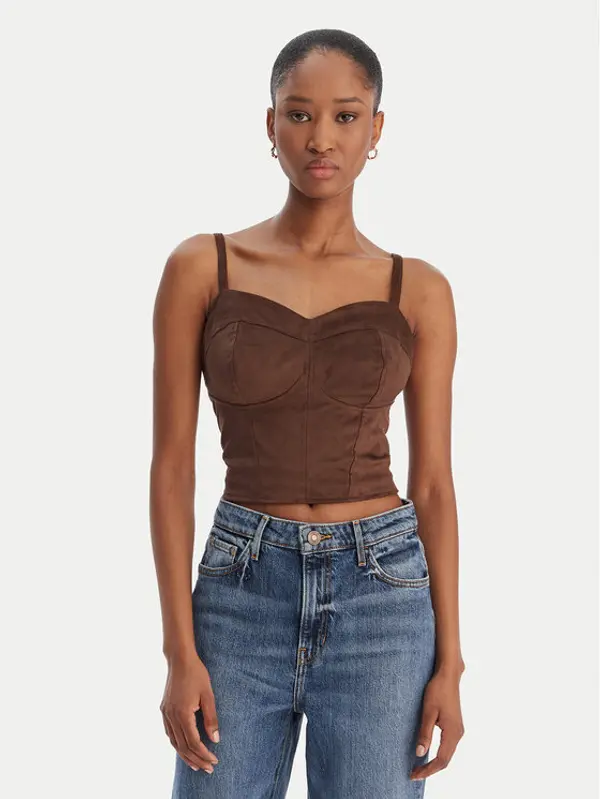 Guess Guess Top W6RH03 WJ472 Smeđa Slim Fit