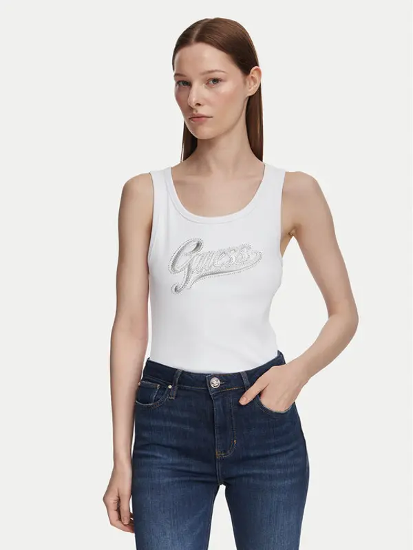 Guess Guess Top W6YP30 K4380 Bijela Slim Fit