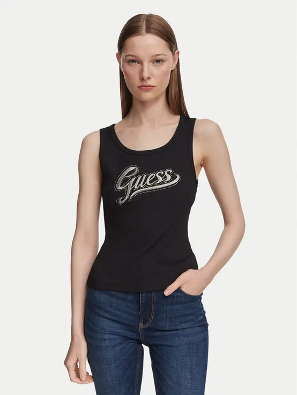 Guess Guess Top W6YP30 K4380 Crna Slim Fit