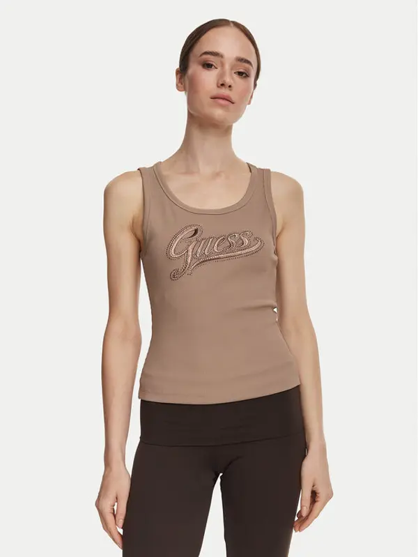 Guess Guess Top W6YP30 K4380 Svijetlo smeđa Slim Fit