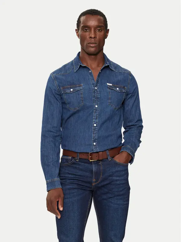 Guess Guess traper košulja M4YH02 D3PF6 Tamnoplava Classic Fit