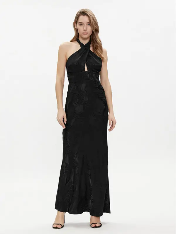 Guess Guess Večernja haljina Sl Aubree W4GK60 WFDF0 Crna Regular Fit