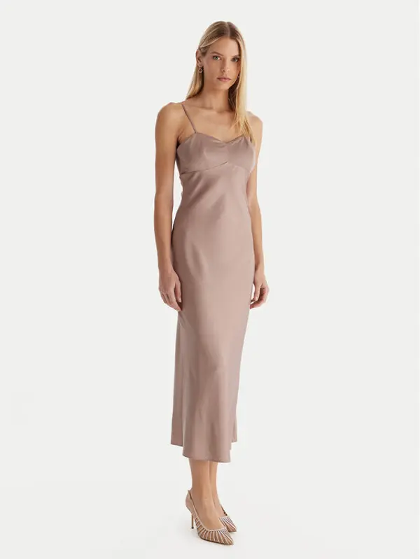 Guess Guess Večernja haljina W5YK35 WHEZ2 Bež Slim Fit