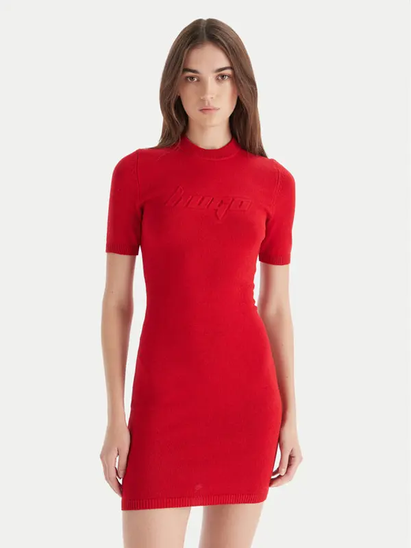 HUGO HUGO Džemper haljina Sbloggy 50543324 Crvena Slim Fit