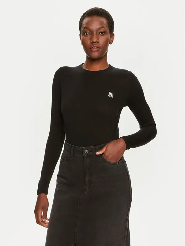 HUGO Hugo Džemper Scallia 50514296 Crna Slim Fit
