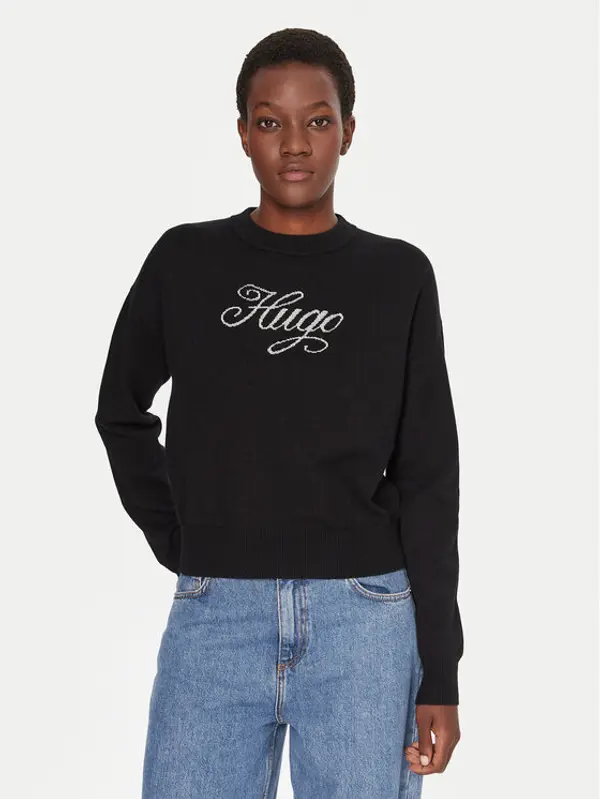 HUGO HUGO Džemper Slogix_B 50548145 Crna Relaxed Fit