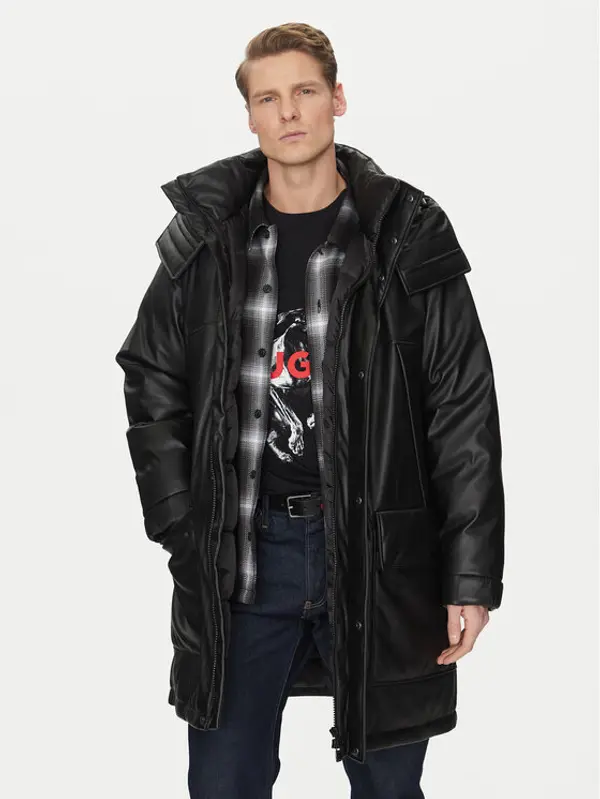 HUGO HUGO Jakna od imitacije kože Misian2441 50522494 Crna Relaxed Fit