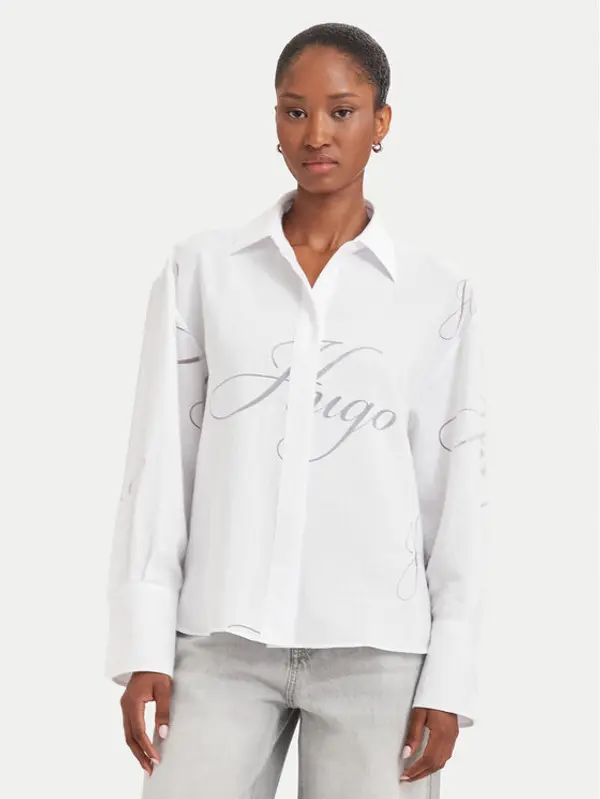 HUGO HUGO Košulja Echinacea 50562585 Bijela Oversize