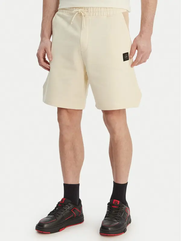 HUGO HUGO Kratke hlače Despen_RB 50559712 Écru Relaxed Fit