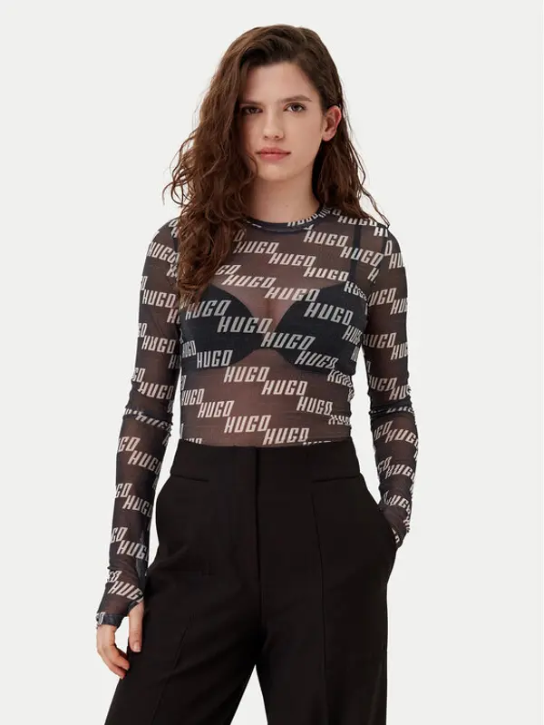 HUGO HUGO Majica dugih rukava 50534837 Crna Slim Fit