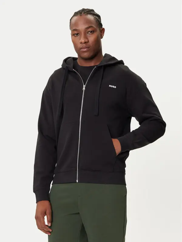 HUGO HUGO Majica dugih rukava Dapozip 50548651 Crna Relaxed Fit