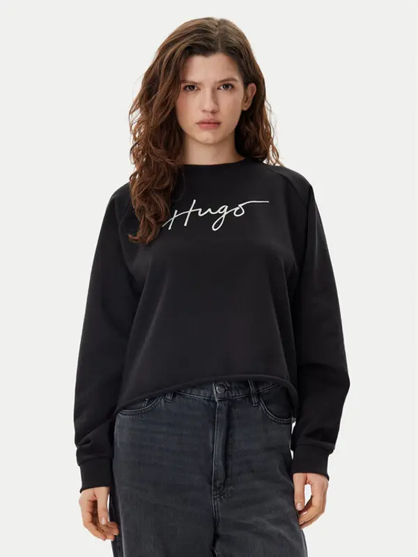 HUGO HUGO Majica dugih rukava Darace 50534271 Crna Relaxed Fit